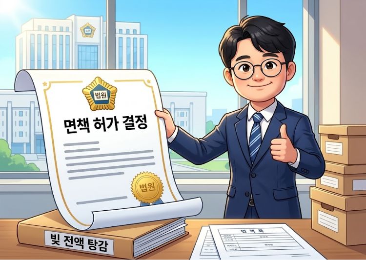 면책 허가 결정 및 빚 탕감 설명 이미지