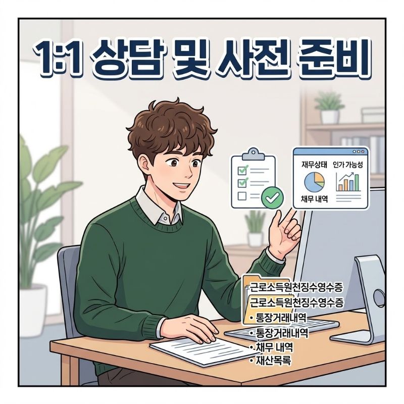 1:1 상담 및 사전 준비 설명 이미지