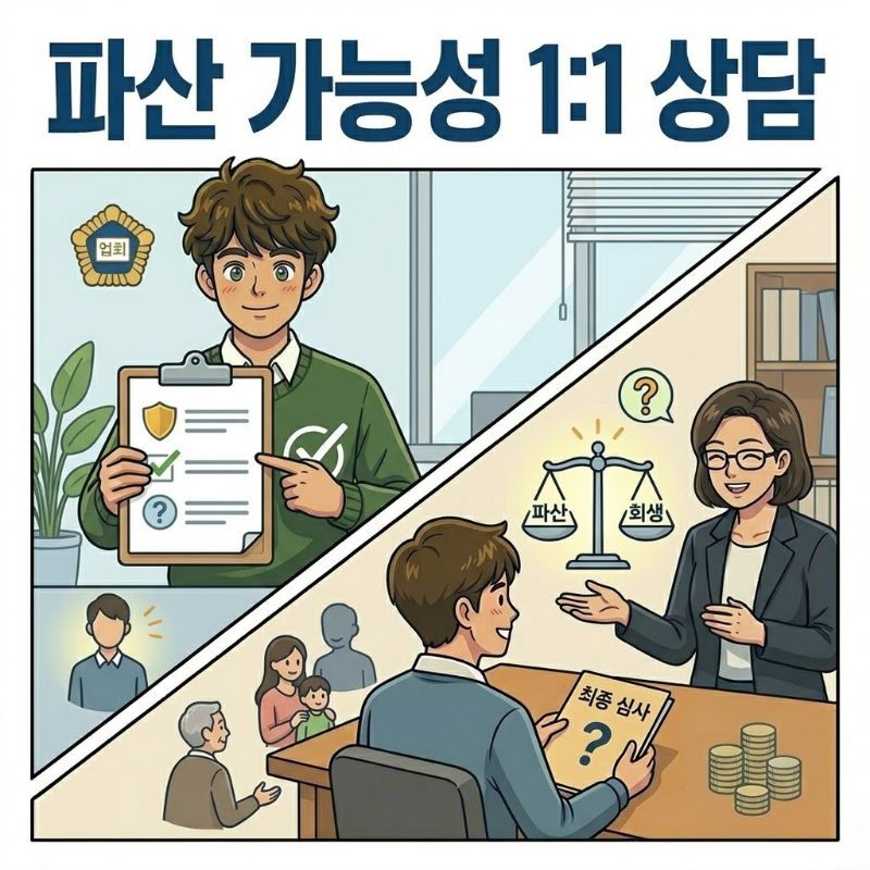 파산 가능성 1:1 사전 상담 설명 이미지
