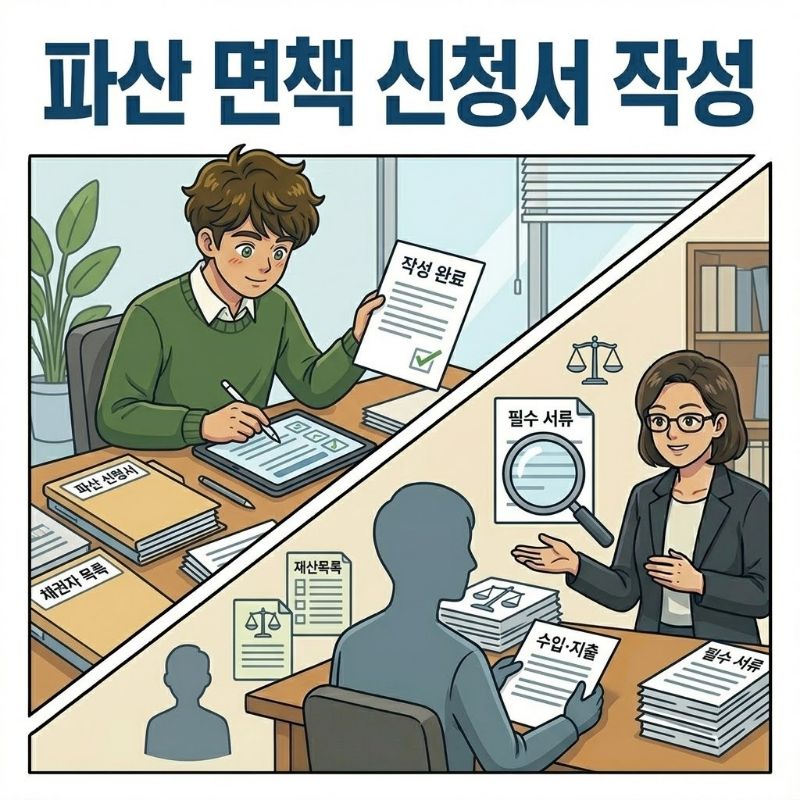 파산 · 면책 신청서 및 자료 준비 설명 이미지