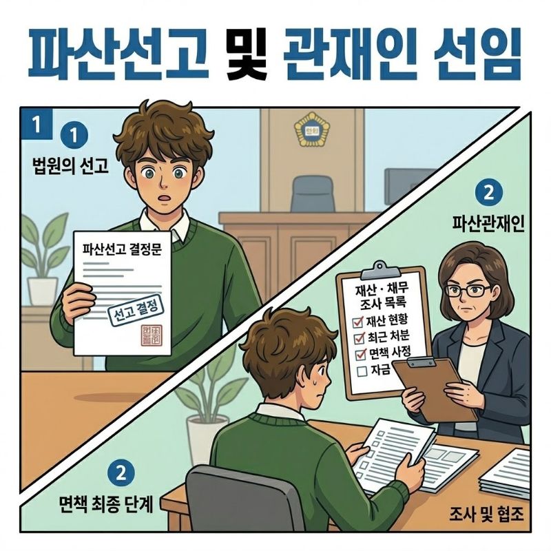 파산선고 및 파산관재인 조사 설명 이미지
