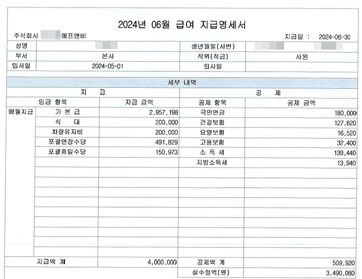 직장인 개인회생 신청 시 제출할 급여명세서
